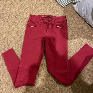 Red super stretch full length skinny jegging